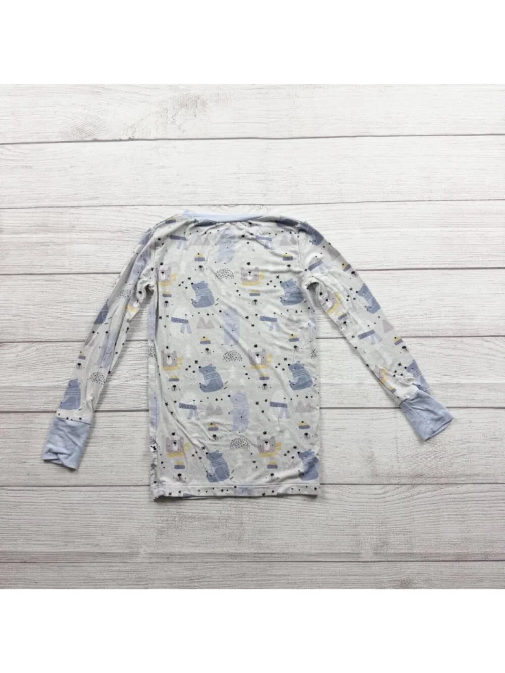 Kiki + Lulu Kids Blue Pajama Set Winter Bear Print Snug Fit Bamboo Viscose 5-6